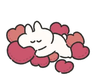🍰 a35d4dfe Hase, Herzen, schlafend, süß, Cartoon, Liebe, Valentinstag telegram sticker