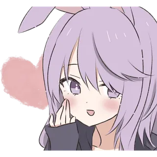 🥰 22082868 garota anime, orelhas de coelho, fofo, desenho animado, cabelo roxo, coração telegram sticker