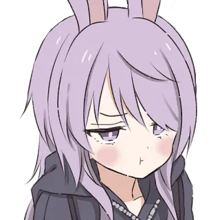 😳 4f78e884 garota anime, orelhas de coelho, fofo, adesivo, cabelo roxo, anime telegram sticker