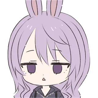 😯 9f32a201 Anime, Desenho animado, Sticker, Orelhas de coelho, Cabelo roxo telegram sticker