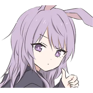 👍 a6b3201c anime, desenho animado, menina, coelho, coelhinho, cabelo roxo, polegar para cima telegram sticker