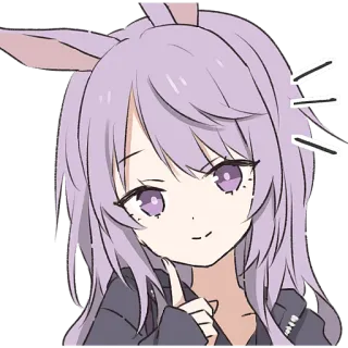 ☺️ f1ad128d Anime, Sticker, Desenho animado, Fofo, Cabelo Roxo, Orelhas de Coelho, Feminino telegram sticker