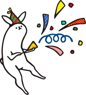 🎉 27151b84 кролик, вечеринка, праздник, конфетти, милый, мультфильм, весело, день рождения whatsapp sticker