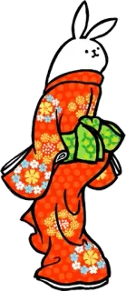 👘 467e85dc кролик, кимоно, традиционный, японский, животное, милый, зайчик whatsapp sticker