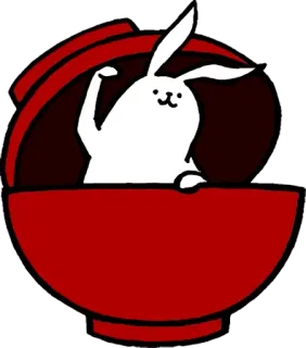 🍚 4e139fa4 кролик, зайчик, миска, милый, животное whatsapp sticker