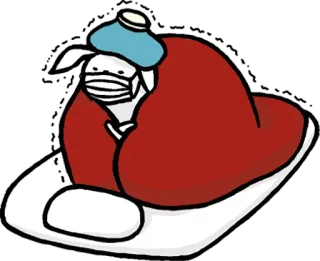 🤒 6a4d3ea5 болен, простуда, грипп, заяц, кролик, болезнь, медицинский, маска, пакет со льдом whatsapp sticker