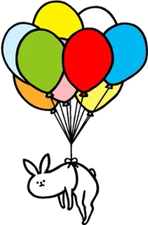 🎈 6fbdea81 кролик, кролик, шары, милый, мультфильм, причудливый, плавающий whatsapp sticker