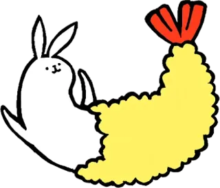 🐠 73264baf кролик, креветка, темпура, милый, животное, еда whatsapp sticker