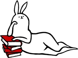 📚 82f48a24 кролик, книги, чтение, мультфильм, милый, библиотека whatsapp sticker