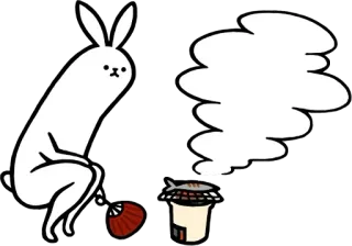 🍢 838e6abb кролик, готовка, еда, дым, вентилятор, милый whatsapp sticker