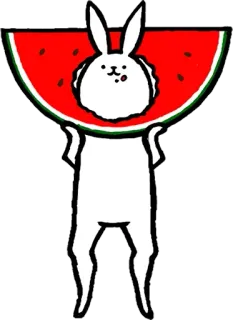 🍉 b6be46b5 кролик, зайчик, арбуз, милый, животное, фрукт whatsapp sticker