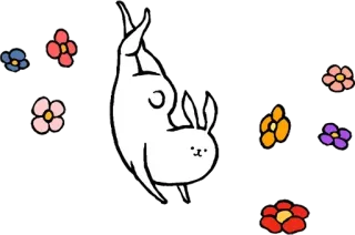 💃 c25673b8 кролик, цветок, милый, иллюстрация, животное whatsapp sticker