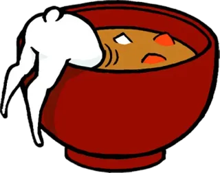 🍵 c63d8e67 суп, миска, тонущий, смешной, мультфильм, еда, абстракция whatsapp sticker