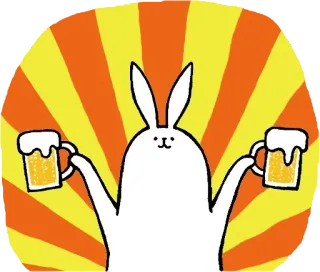 🍻 d6b91e53 кролик, пиво, выпивка, животное, мультфильм, веселье, вечеринка whatsapp sticker