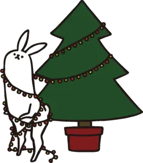 🎄 e123d570 лама, елка, новогодние огни, праздник, праздничный, животное whatsapp sticker