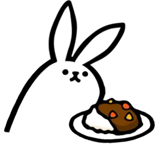 🍛 e890135d кролик, еда, карри, милый, животное, мультфильм whatsapp sticker