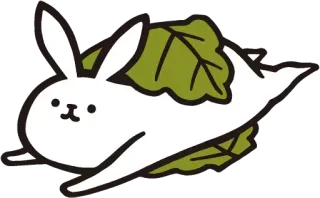 🍔 efee7373 кролик, лист, животное, милый, наклейка, зайчик whatsapp sticker