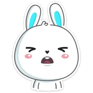 😫 9cff7c8b rabbit, bunny, sticker, cartoon, animal, cute, white, illustration telegram sticker