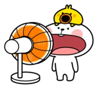 ✨ 159b1ce1 coniglio, anatra, fan, cartone animato, bianco, giallo telegram sticker