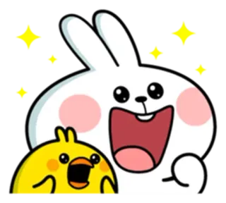 ✨ 1f854a97 coniglio, coniglietto, pulcino, uccello, animale, carino, cartone animato telegram sticker
