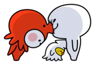 ♥️ e5c17fef cartone animato, animali, uccello rosso, uccello bianco, pulcino, amore telegram sticker