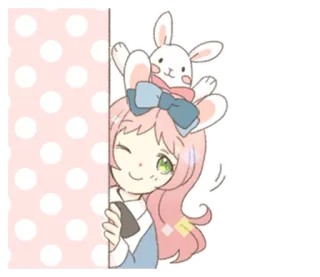 🐰 20a89581 девочка, кролик, милый, розовый, аниме, каваий whatsapp sticker