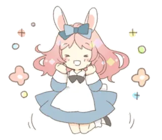 🐰 2ace398a Аниме, Кавай, Милый, Девушка, Зайчик, Чиби, Розовые Волосы, Блестки whatsapp sticker