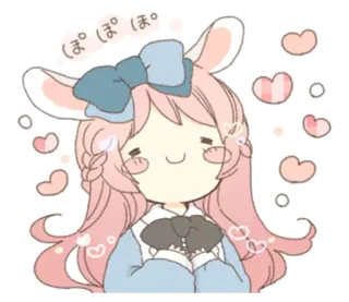 🐰 3759cec7 ぽ ぽ ぽ милый, каваи, кролик, сердце, пастельный, аниме, манга whatsapp sticker