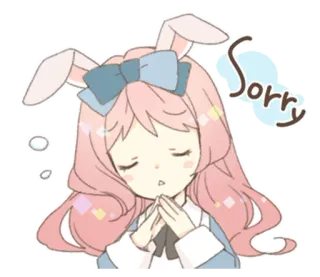 🐰 4a281eaf Sorry извинение, милый, аниме, кролик, девочка, каваий whatsapp sticker