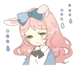 🐰 55599cf3 Аниме, Грустный, Плачущий, Кролик, Милый, Девушка, Кавайный whatsapp sticker