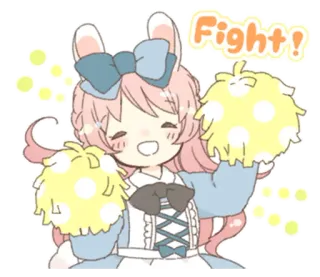 🐰 b0ec1d4e Fight! аниме, милый, каваий, чирлидер, кролик, бой whatsapp sticker