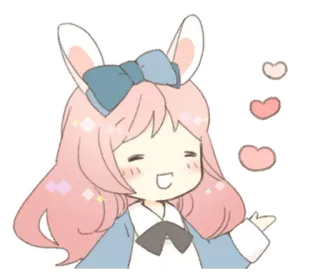 🐰 b9cbcc6e Аниме, Каваи, Милый, Кролик, Девушка, Наклейка whatsapp sticker