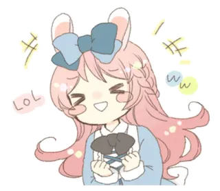 🐰 c0c9f34d LOL, ww милый, аниме, кролик, лол, чиби, кавайный whatsapp sticker