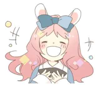 🐰 c1a68466 ビ Аниме, Мультфильм, Милый, Девушка, Кролик, Счастливый whatsapp sticker