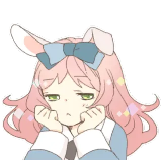 😒 01856cae アニメガール, うさ耳, 漫画, かわいい, ピンク髪, 退屈 telegram sticker