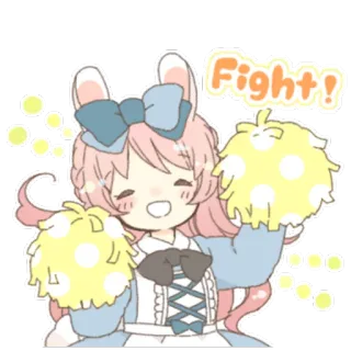 🍀 508a74a7 Fight! アニメ, ウサギ, チアリーダー, かわいい, 戦い, 可愛い telegram sticker
