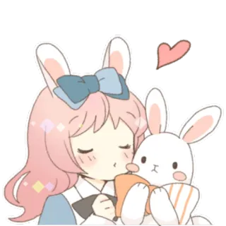😙 80c4c9b2 漫画, かわいい, うさぎ, ウサギ, アニメ, 女の子, 可愛い telegram sticker