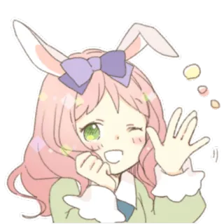👋 c6db2ea8 アニメガール, うさ耳, かわいい, キュート, ピンク髪, 手を振る telegram sticker