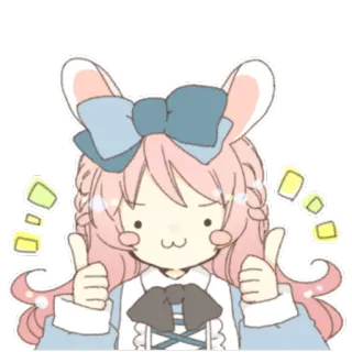 👍 e5ef63b1 アニメ, かわいい, うさぎ, いいね, カワイイ, キャラクター, 女の子, ピンク髪 telegram sticker