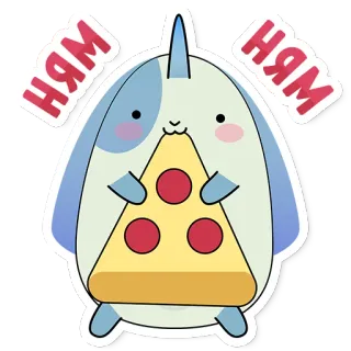 🐇 2be454c7 НЯМ НЯМ Narval, Pizza, Mignon, Kawaii, Dessin animé, Animal, Nourriture telegram sticker