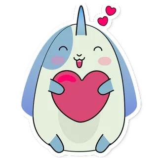 🐇 501ba304 narval, mignon, kawaii, coeur, autocollant, animal telegram sticker