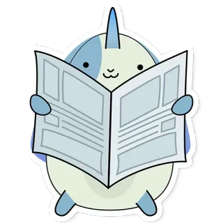 🥅 60f15772 narval, journal, lecture, mignon, autocollant telegram sticker