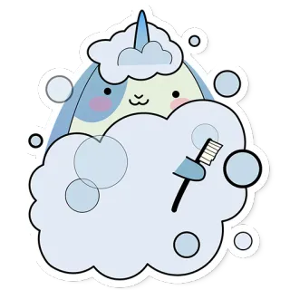 🐇 c60dca50 Dessin animé, Mignon, Personnage, Brosse à dents, Bulles, Autocollant telegram sticker