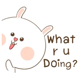 🙄 2045e800 what
ru
Doing? coelho, desenho animado, fofo, o que você está fazendo, pergunta, animal whatsapp sticker