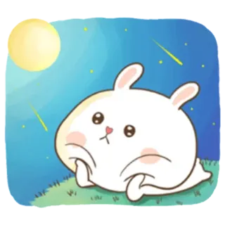 🙄 8e54c838 coelho, lua, fofo, animal, noite, céu, coelhinho whatsapp sticker
