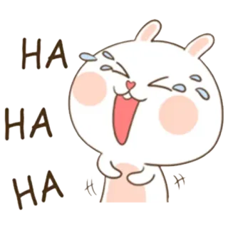 😂 e44c53e7 HA HA HA rindo, coelho, engraçado, feliz, desenho animado, fofo whatsapp sticker