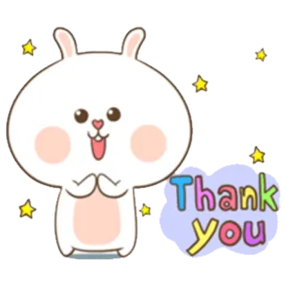 😘 fa08a3ef Thank you coelho, coelhinho, obrigado, fofo, estrelas, desenho animado whatsapp sticker
