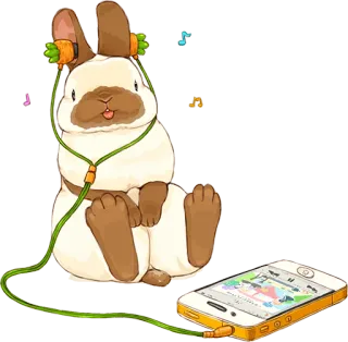 🐰 20d76fe2 bunny, rabbit, headphones, carrot, music, phone, cute telegram sticker