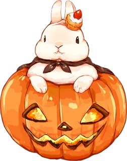 🎃 381f9309 rabbit, bunny, halloween, pumpkin, cute, dessert telegram sticker