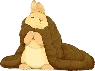 🐰 4696b704 bunny, rabbit, cute, animal, blanket, sleepy, cartoon telegram sticker